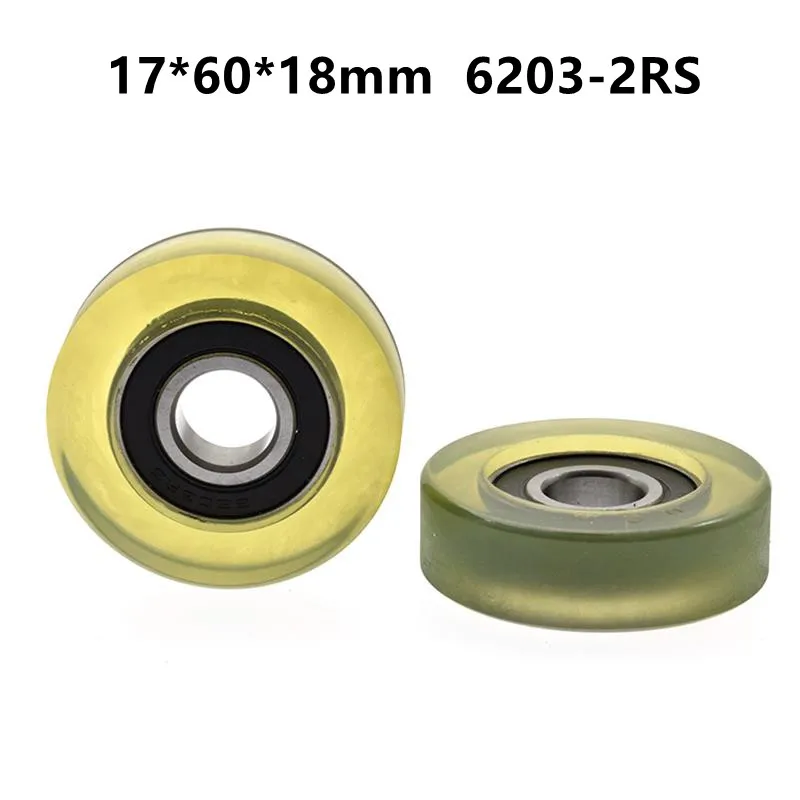 5pcs 17*60*18mm Low Noise Roller Bearing Polyurethane PU 6203-2RS Friction Pulley Soft Rubber 17x60x18mm