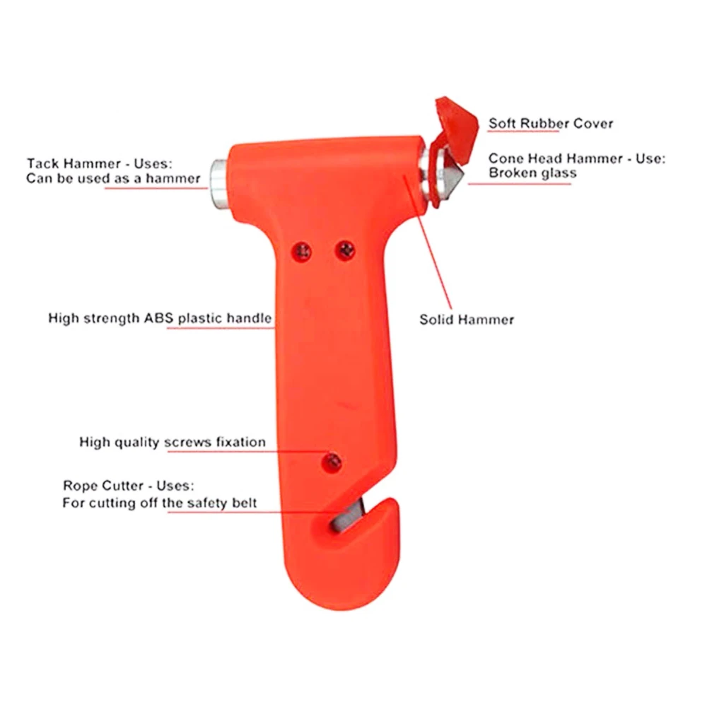 1 PCs Emergency hammer with slicer and with safety cap (whole Boek), car hammer, emergency hammer