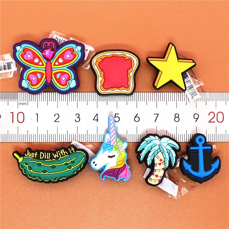 1pcs Cute Cucumber Butterfly Pentagram Unicorn Shoe Accessories Decorations Upper Charms Shoes Fit Bracelet Kids Gifts