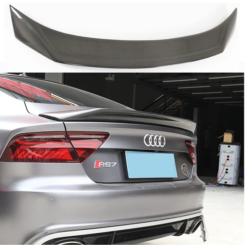 R style High quality real carbon fiber material spoiler For Audi A7 S7 RS7 2013- 2018 Carbon Fiber Rear Spoiler Trunk Wing