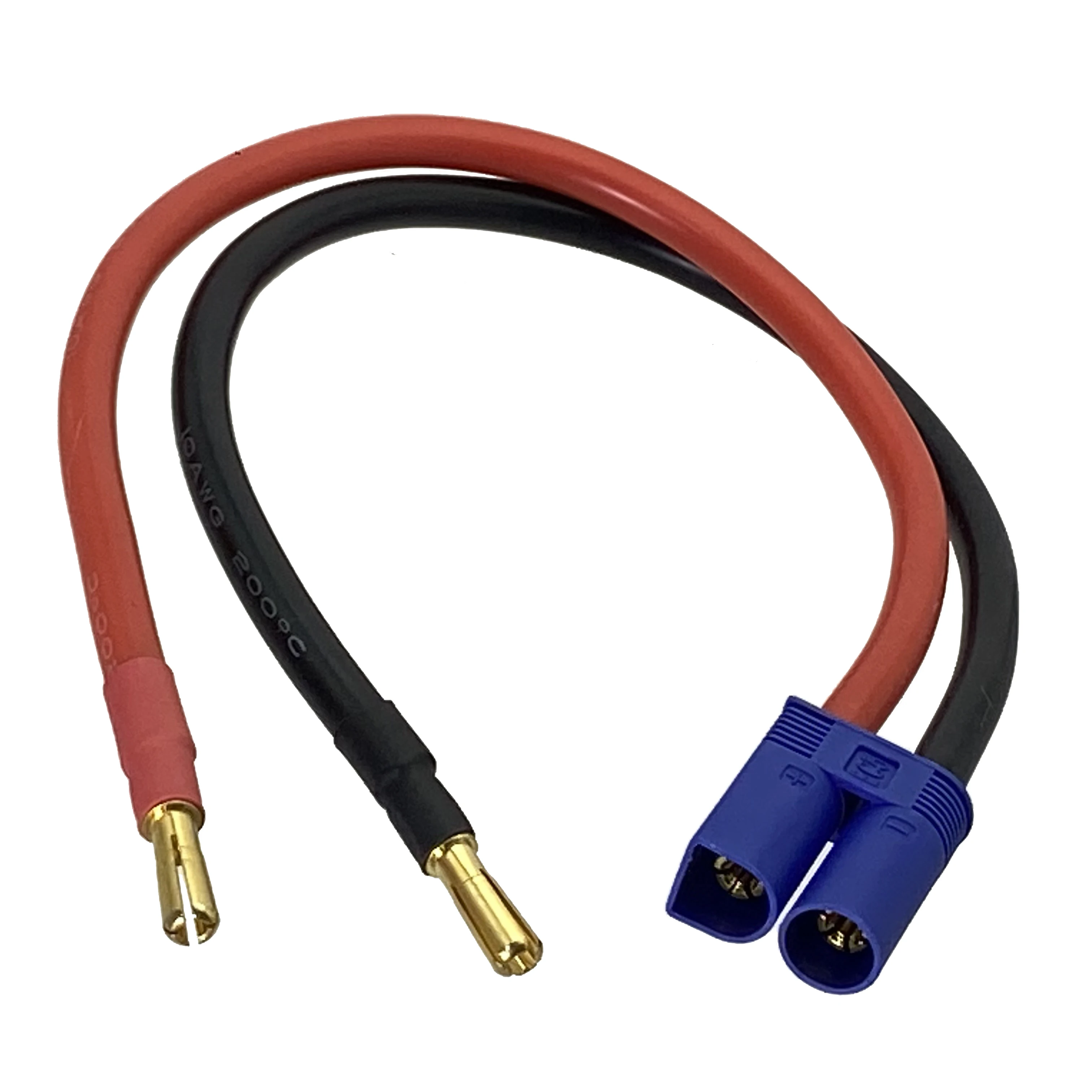 4mm Banana Bullet Plug to EC5 Male 10AWG 25CM charge cable for lipo NiMh NiCd Wire Connector