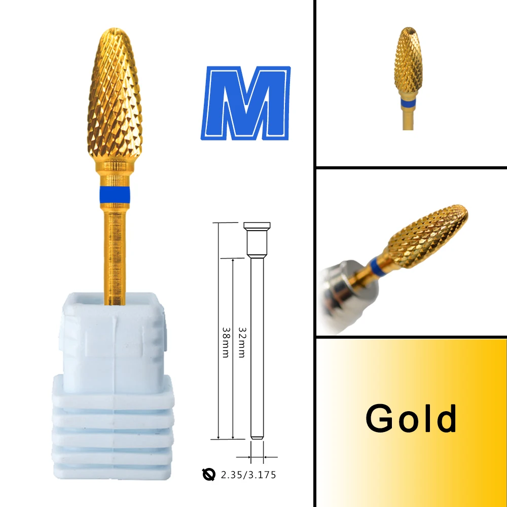 RolinStar Carbide Orange Flame milling cutters removel gel polish varnish Nail Drill Bit best quality C M F