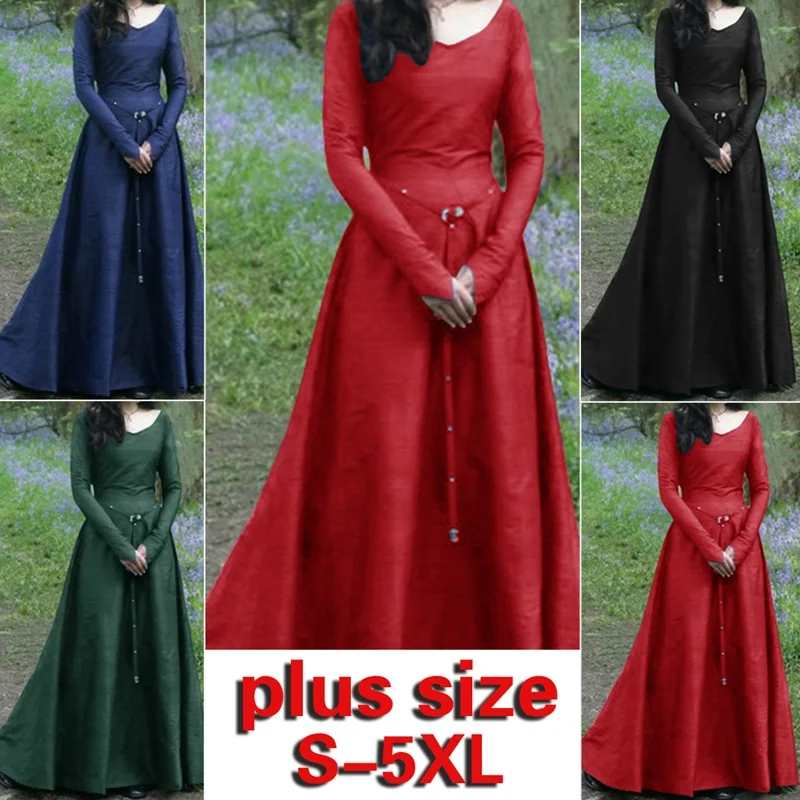 Disfraz de bruja de vampiro terrorífico para mujer, traje de Cosplay de Halloween, vestido Maxi Medieval, novedad de 2019