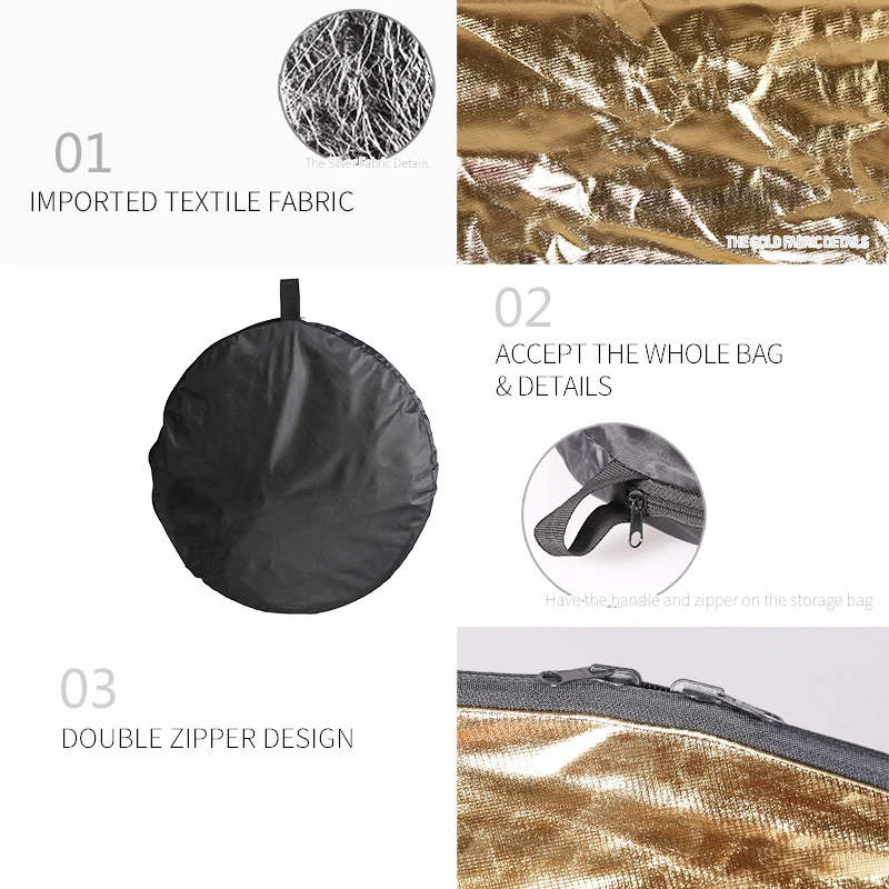 SH 31.5 "(80 Cm) 5 Trong 1 Đa Đĩa Diffuers Máng Đèn Phản Quang Có Túi Đựng Ốp Bạc Vàng Trắng Đen Cho Chụp Ảnh phòng Thu