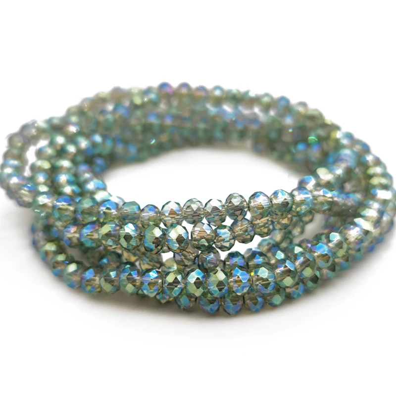 

2 3 4 6 8mm Plated Blue Green Czech Crystal Faceted Flat Glass Beads Loose Spacer Round Beads DIY Accessories Bracelet