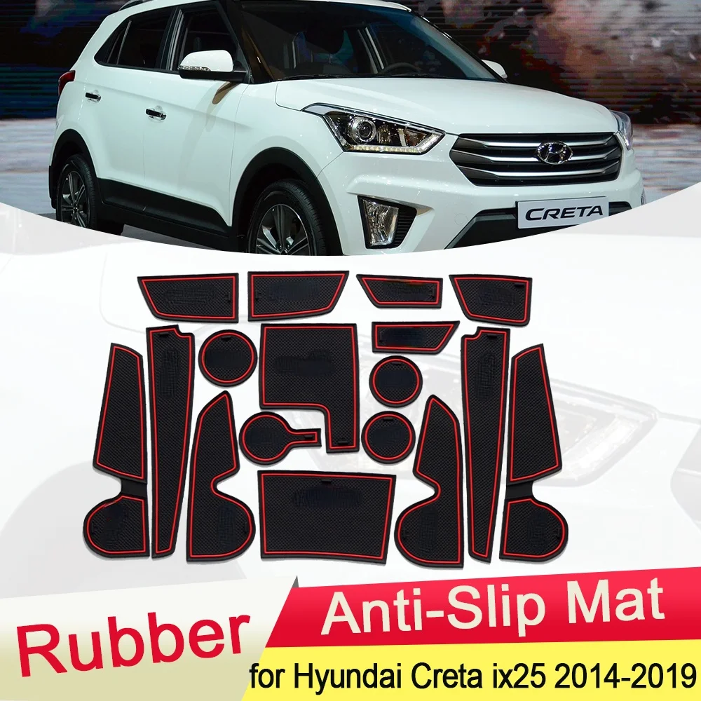 

Для Hyundai Creta ix25 2014 2015 2016 2017 2018 2019 резиновый противоскользящий коврик для двери Groove чашка pad слот для ворот автомобильные аксессуары для интерьера