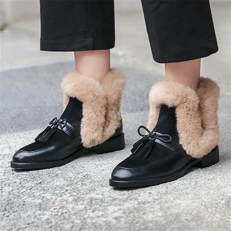 FEDONAS Fashion Women Genuine Leather Ankle Boots Butterfly-knot Casual Basic Shoes Woman New Autumn Winter Short Snow Boots