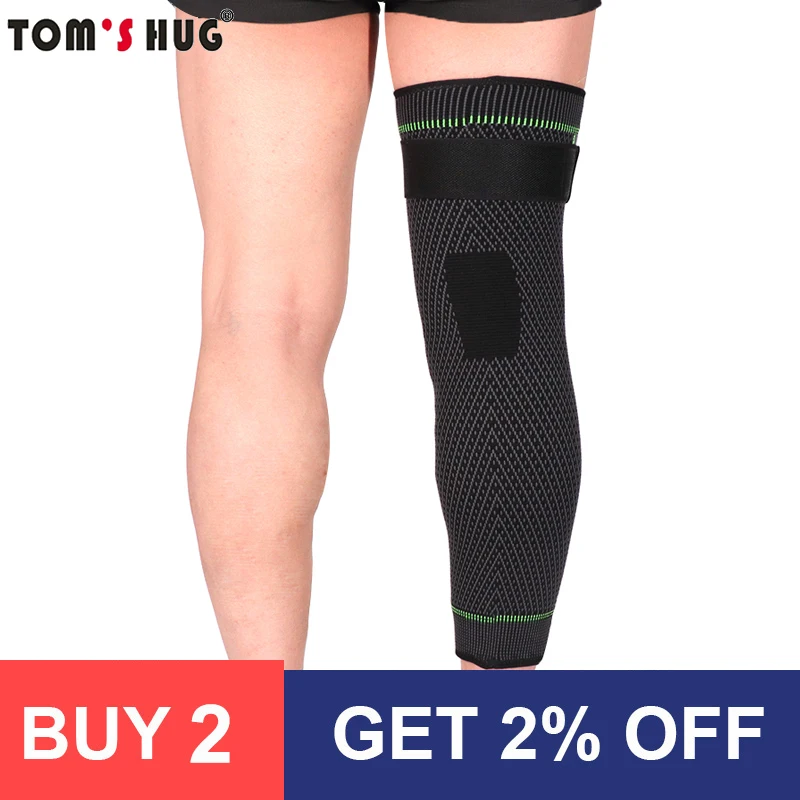 1 Pcs Compression Knee Pads Support Lengthen Stripe Sport Sleeve Protector Elastic Long Kneepad Brace Volleyball Running