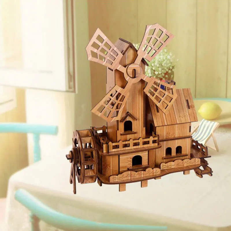 New 3D Exquisite Windmill Design Wooden Puzzle Game Assembly Toy Laser Cutting DIY Assembled model For Kid Children Adult ZL585