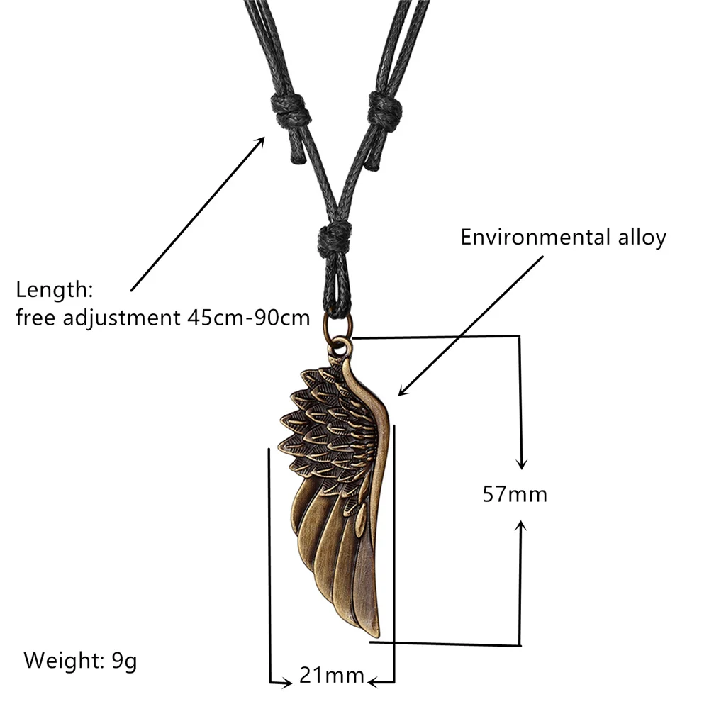 Feather Angel Wings Necklace Pendants Vintage Black Brown Leather Necklace Male Women Jewelry Boys Necklace 26 styles Available