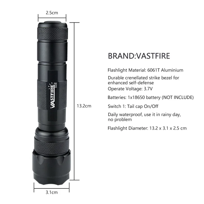 502B LED Flashlight Torch Hunting Bright Red/Green/White Color Light+18650 Rechargeable Battery+Charger