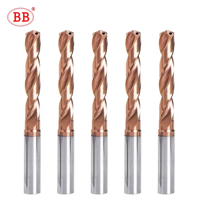 BB 3xD Carbide Drill Coated Internal Coolant Efficient CNC Drilling Tool Through Hole Parallel Shank Metal Tungsten Steel