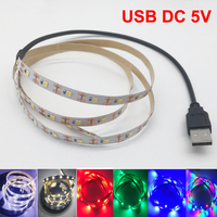 5M USB LED Strip Light 5V 3528 1 Meter 5 Meter Warm Cool White Pink Green Blue Red SMD Ribbon Ceiling Cabinet Light waterproof