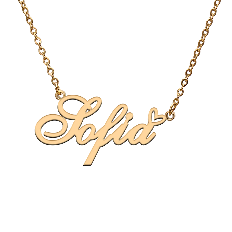 

God with Love Heart Personalized Character Necklace with Name Sofia for Best Friend Jewelry Gift