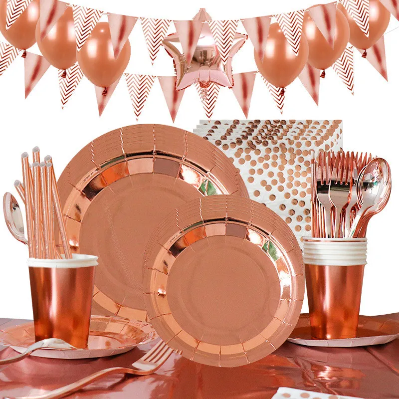 8pcs/Bag Birthday Party Disposable Tableware Knife Gilding Rose Gold Knife Party Decor Kid Baby Party Supplies