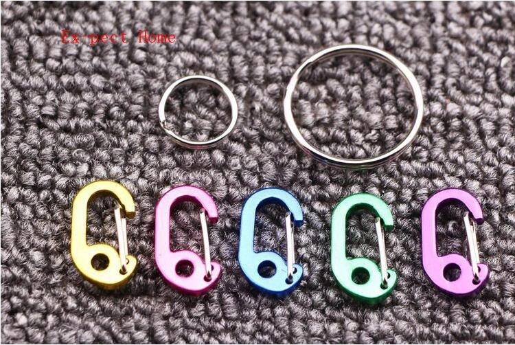 200sets Mini Multi Color Aluminum Alloy Carabiner D-Ring Key Chain Clip Camping Keyring Snap Hook Outdoor