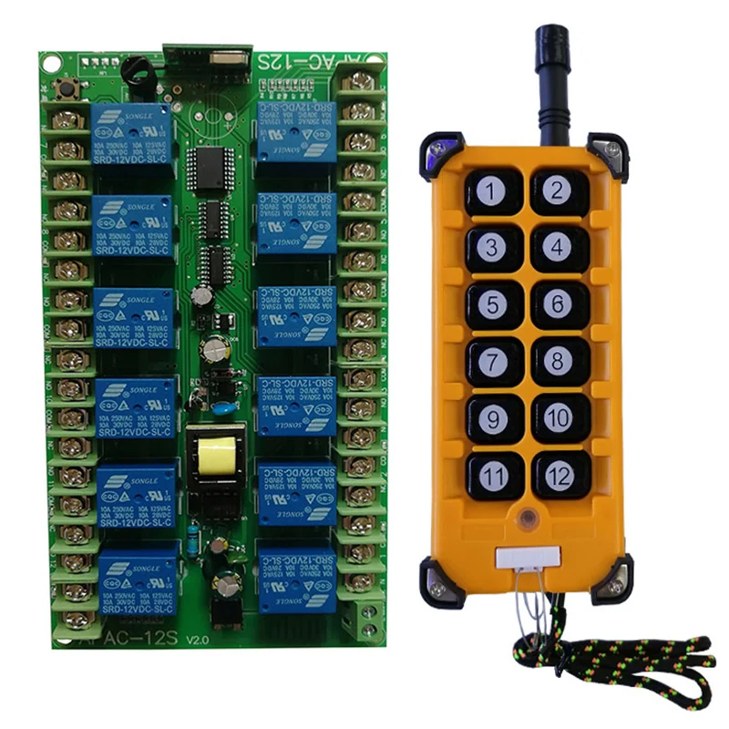 3000m AC 220V 12CH Radio Controller RF Wireless Remote Control Overhead travelling crane System Receiver+ Numer button Remote