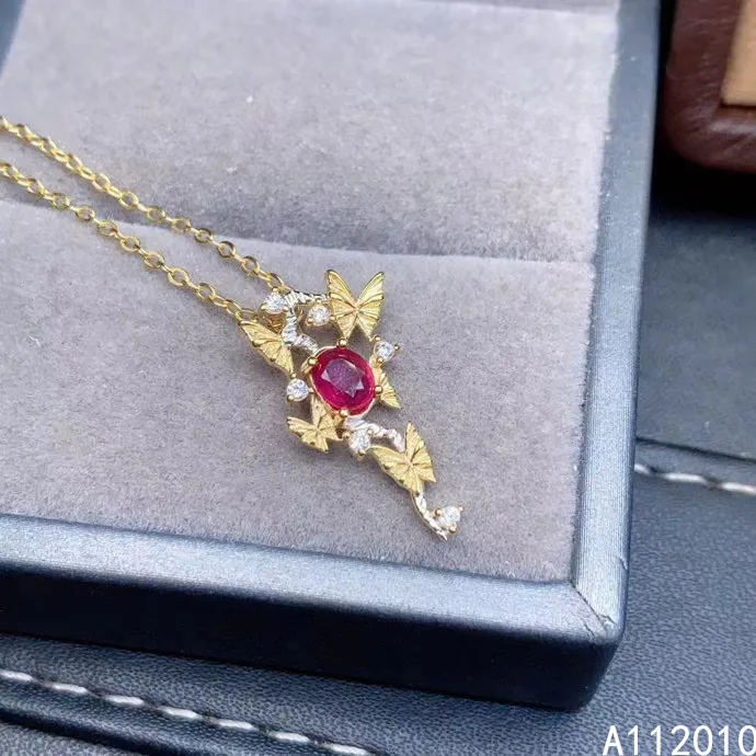 KJJEAXCMY Fine Jewelry 925 Sterling Silver Inlaid Natural Ruby Fashion Woman's New Pendant Necklace Support Test