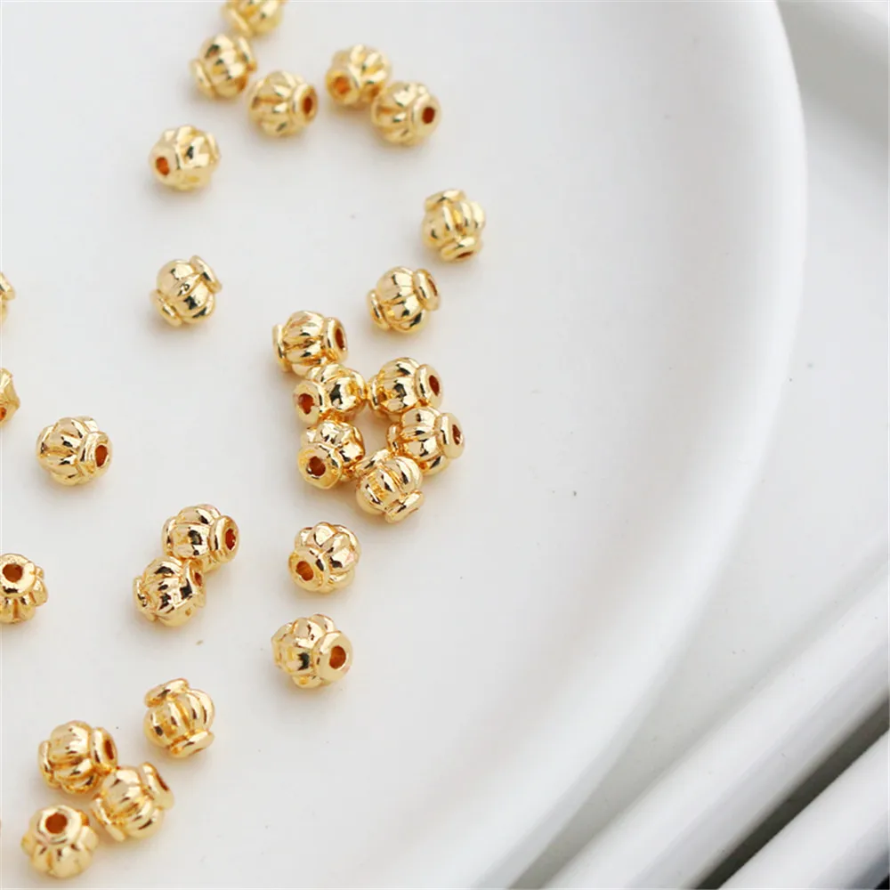 14K Gold Color Plated Lantern beads 4mm separate beads bracelet necklace jewelry DIY with beads jewelry loose beads