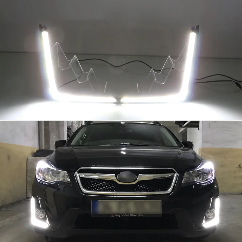 

Car LED DRL 12V Daytimes Running Headlamps For Subaru XV 2016 2017 Daylights Headlamps Auto Driving Lamp Foglamps