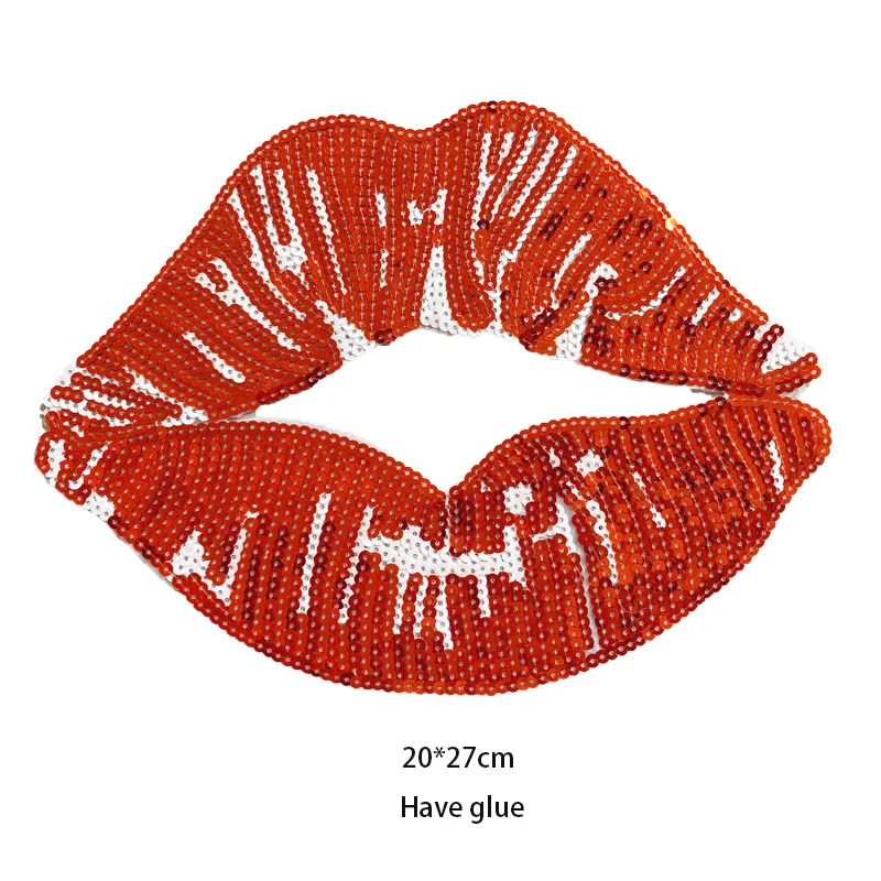 Cartoon Sequins Large Lip Mouth Badge Sequins patch Cloth Patch Sticker Clothing Accessories Iron on Patches for Clothing