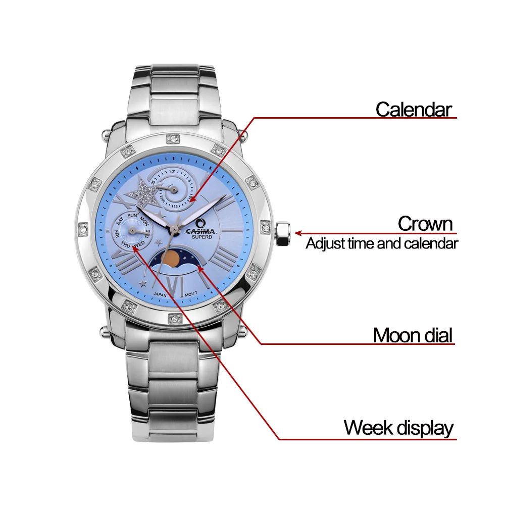 Fashion luxury brand watch bracelet set ladies casual diamond crystal multi-function watch quartz watch ladies watches CASIMA