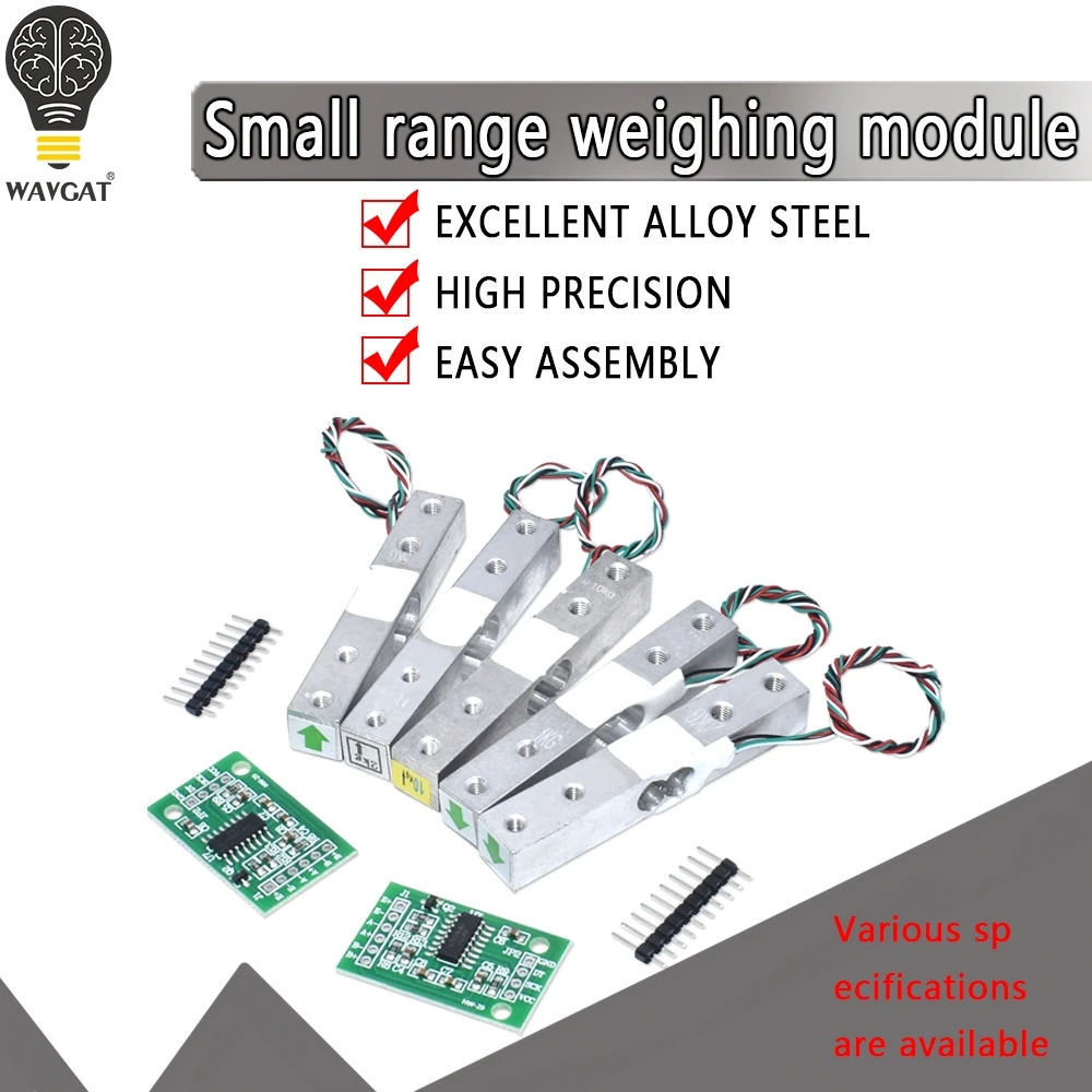 official Digital Load Cell Weight Sensor 1KG 5KG 10KG 20KG Portable Electronic Kitchen Scale + HX711 Weighing Sensors Ad Module