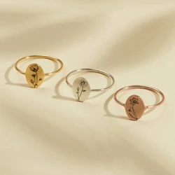 Birth Flower Ring Floral Signet Ring Flower Jewelry Spring Jewelry Birthday Gift Mothers Day Gift for Mom
