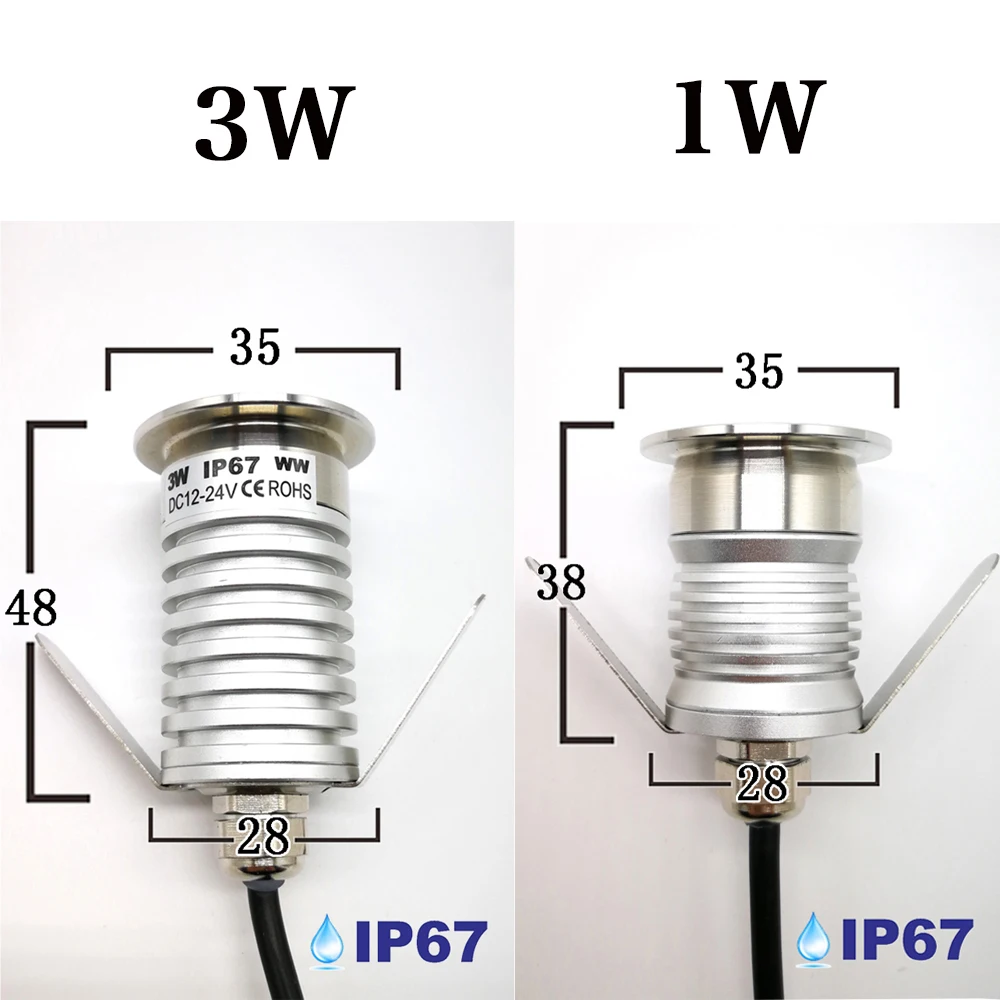 1W 3W LED-Untergrundleuchte DC12-24V Bodeneinbauleuchte IP67 Wasserdichte Einbau-Treppenleuchte Decklampe Garten Hof Bodenstrahler