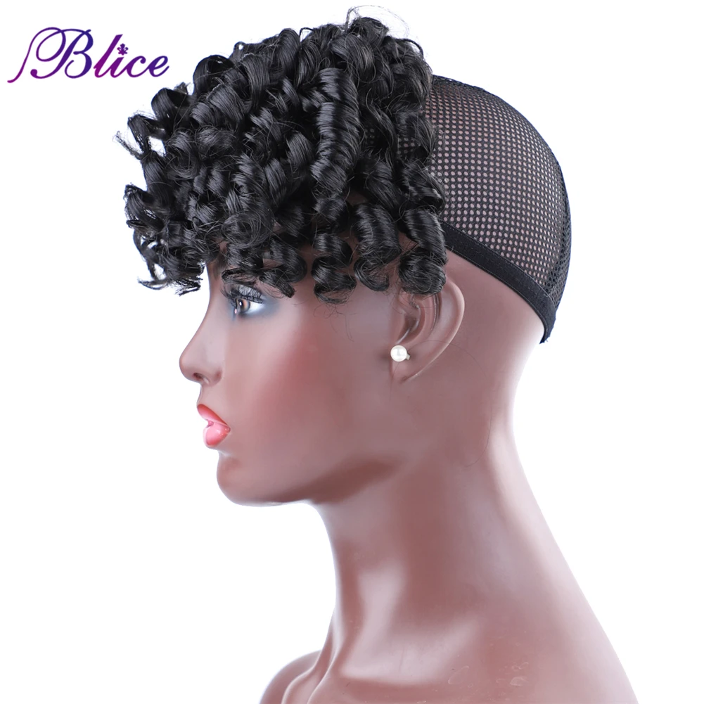 Blice Synthetic Bangs Fake Curly Fringe Clips In Bangs Pure Color With High Temperature Fiber Loose Wave Hairpieces