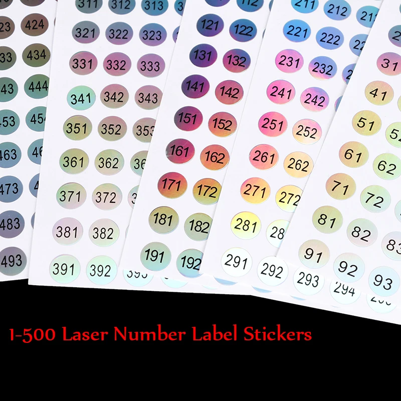 1/2/5 Sheet Number 1-500 Laser Marker Stickers For Nail Polish Glue Bottle Waterproof Stickers