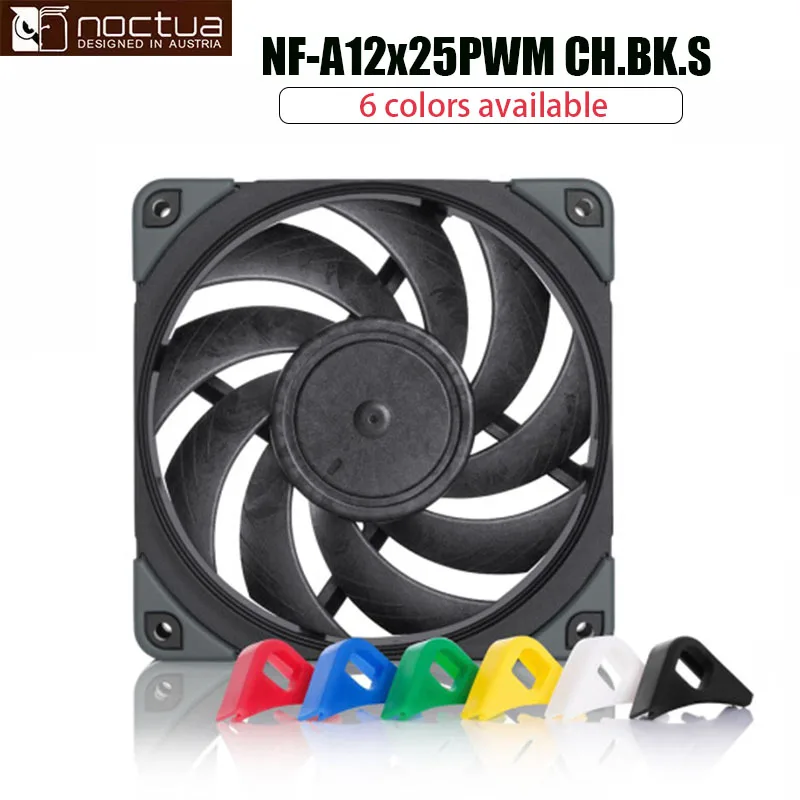 NOCTUA-Water Cooling Chassis Ventilador, 4 pinos PWM Controle de Temperatura, cromax Preto, NF-A12x25