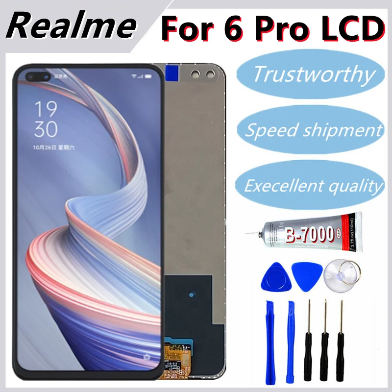 

Протестированный 6,6 "для Realme 6 Pro RMX2061 RMX2063, ЖК-дисплей, сенсорная панель, дигитайзер, экран, запасные части