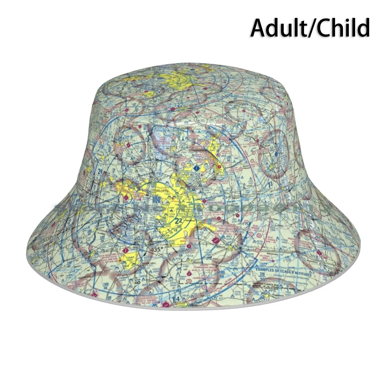 Charlotte Airspace-Clt , Jqf , Gso , Int-Aviation Sectional Map Bucket Hat Sun Cap Aviation Sectional Map Charlotte Clt Jqf Gso