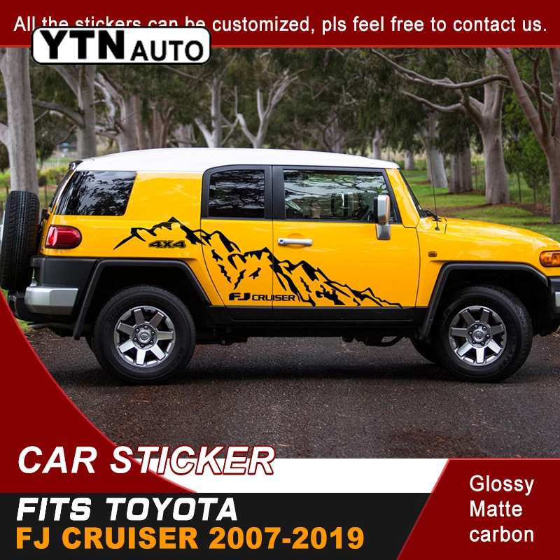 Car Sticker For Toyota FJ CRUISER 2007-2019 Side Body Stripe Mountains 4x4 Off Road Graphic Vinyl Decals Car Accessories Custom