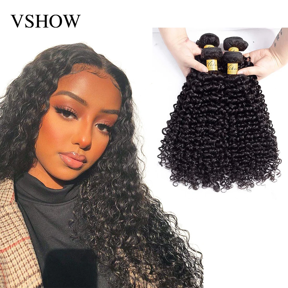 

VSHOW Brazilian Water Wave Bundles 100% Human Hair Extensions Natural Color 10"-32" 1/3/4 Bundles Deal Remy Hair Weaves