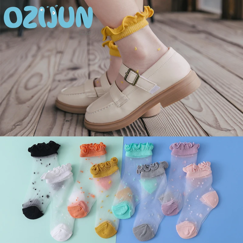 New Arrivals Spring Summer Baby Girls Lace Socks Fashion Ultra-thin Lace Invisible Kids Socks Princess Crystal Sheer Socks