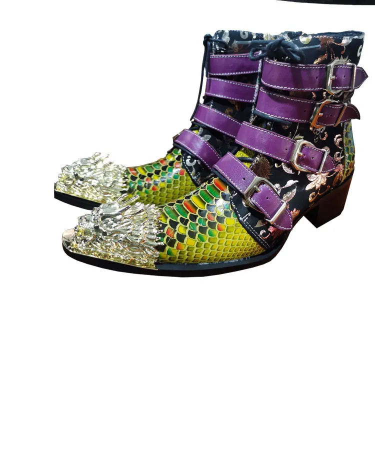 Frühling Männer High heels Stiefel Eisen kopf Spitze Erhöhen Serpentin Echtem Leder Business bankett Formalen leder stiefel Modell stiefel – Detail 7