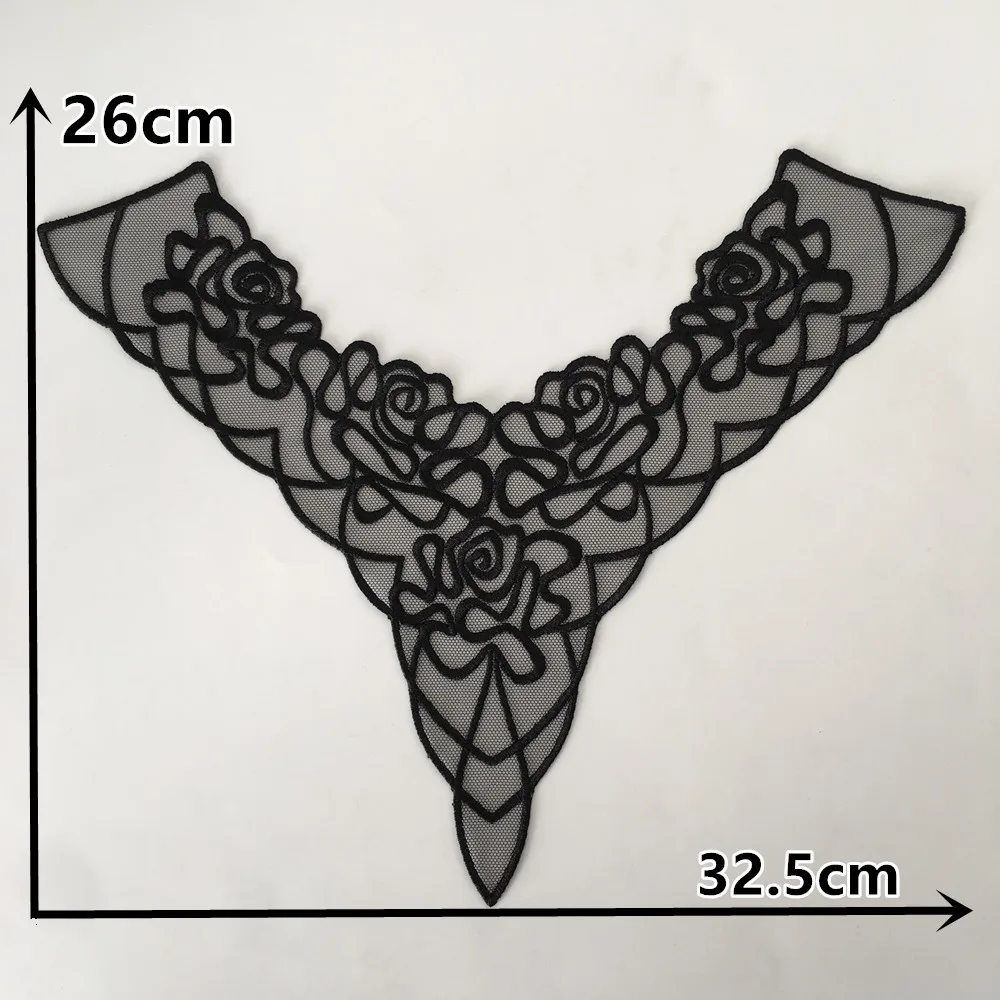 Black Flower Leaf Embroidery Organza Collar Venise Lace Flowers Neckline Collar Applique Trim and Lace fabric Sewing Supplies