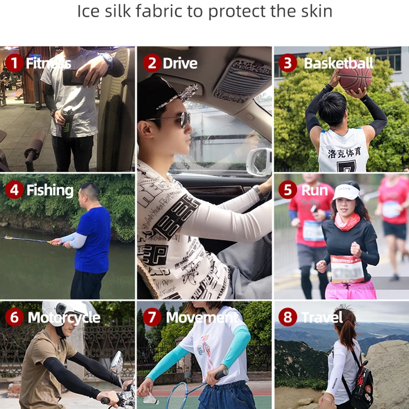 Rockbros 1ペアの氷生地通気性UV保護ランニングアームスリーブフィットネスバスケットボールエルボーパッドスポーツサイクリングアームウォーマー