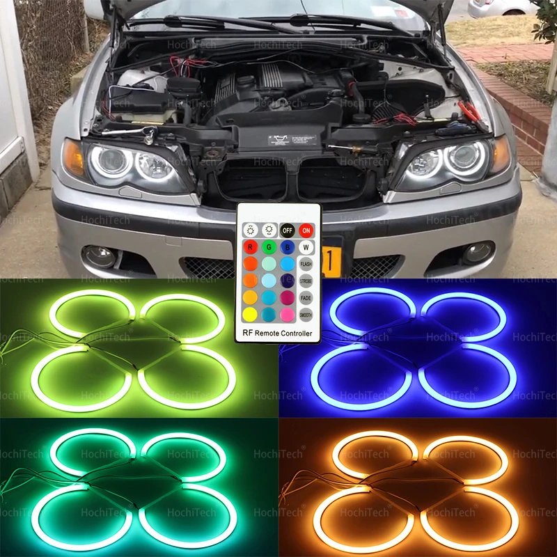 

for BMW 3 Series E46 316i 318i 320d 320i 323i 328i 330i 325xi 330d 16 colors RGB Cotton Angel Eyes LED Halo Rings RF Control DRL