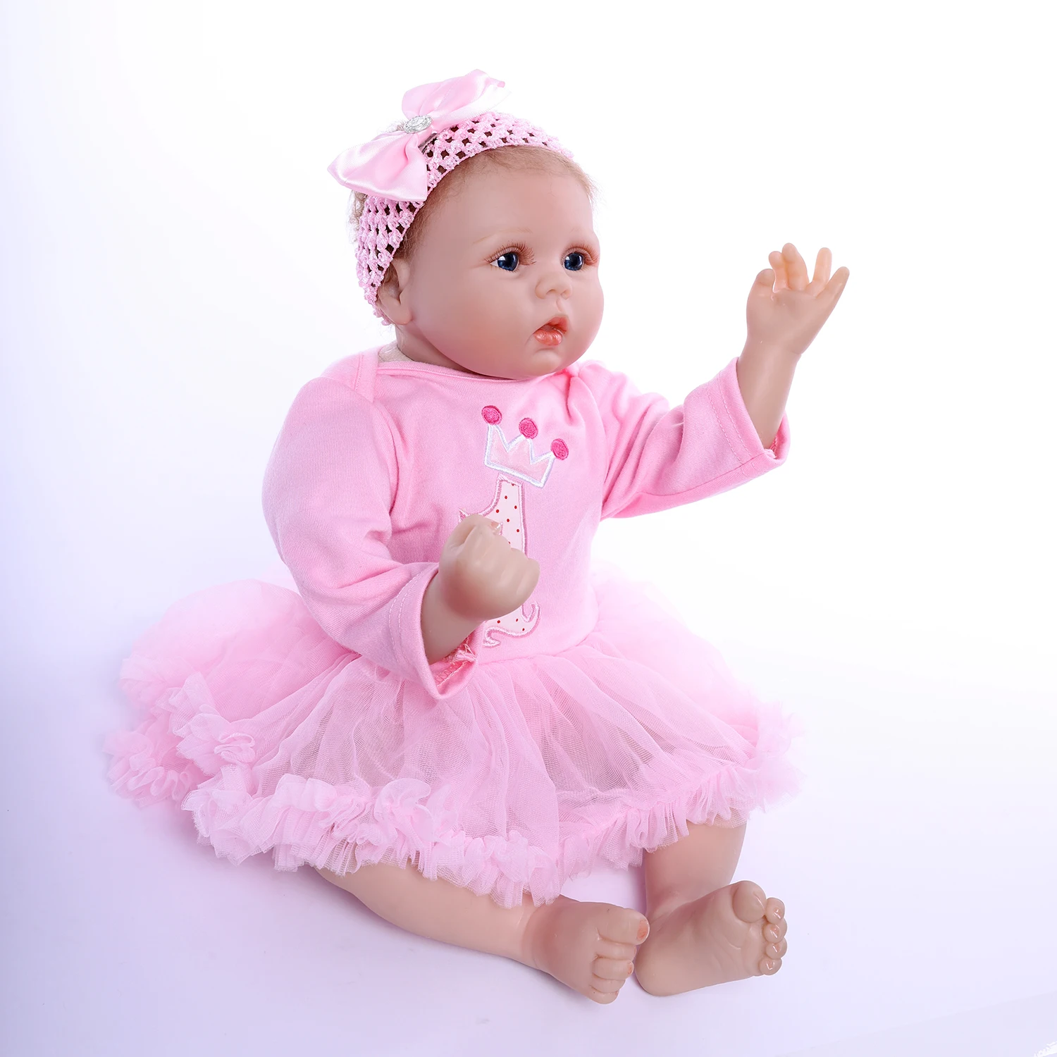 

55 Cm 22 Inch Realistic Soft Silicone Vinyl Reborn Doll Girl Simulates Real Face Toddler Kids Toy Collection Holiday Gift