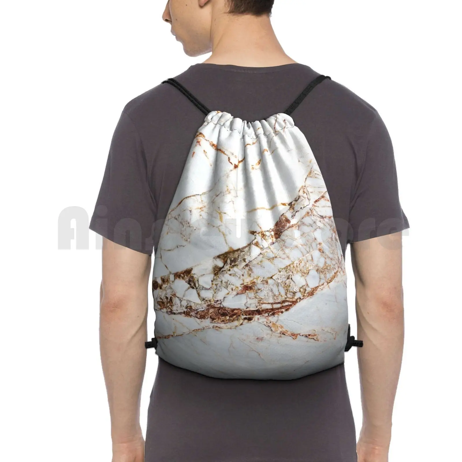 Beautiful Marble And Gold Backpack Drawstring Bags Gym Bag Waterproof Marble And Gold Marble And Gold Marble And Gold