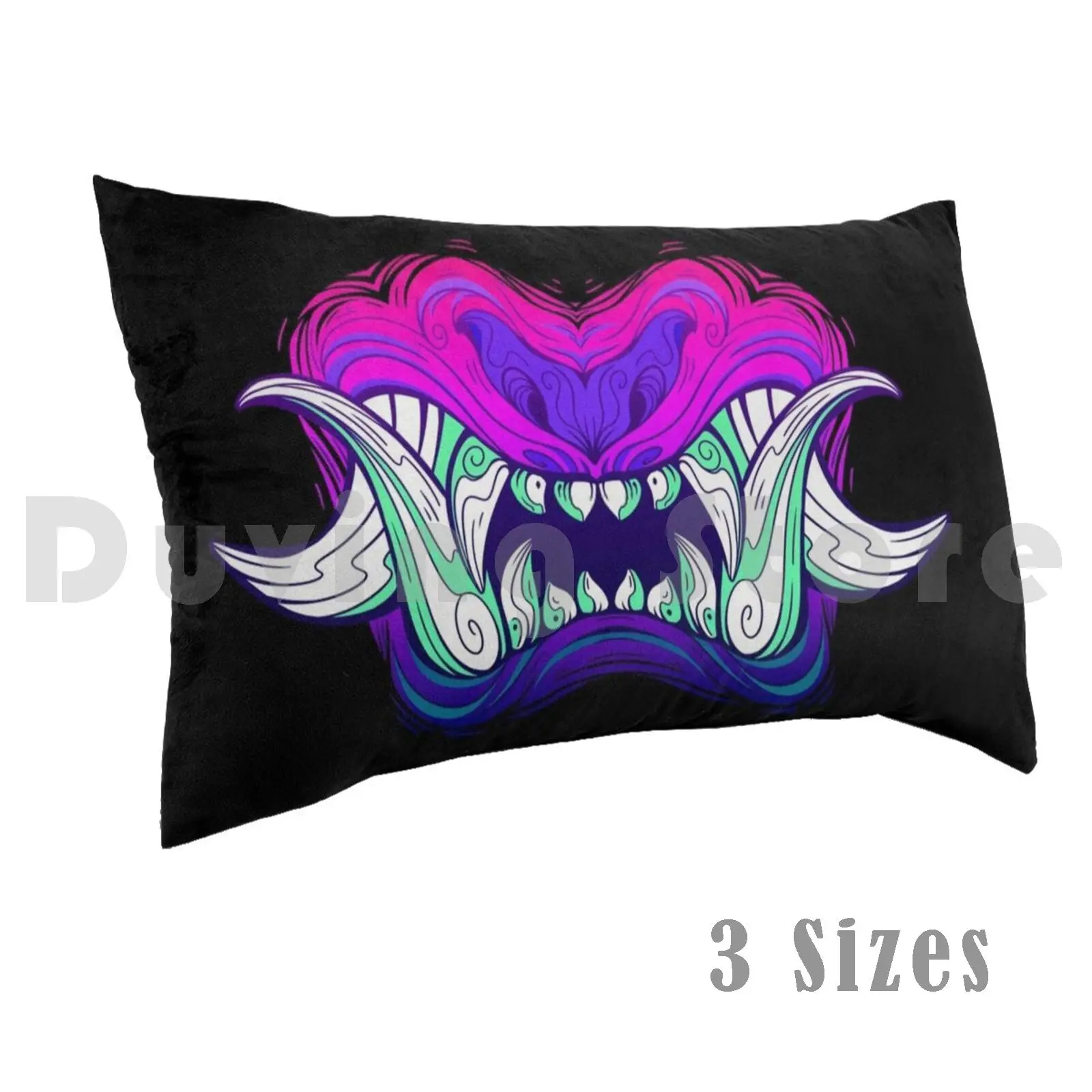 Pillow Case Oni Tiger Demon 823 Oni Japan Japanese Demon Tiger Neon 80s Snarl Growl Furry Anthro