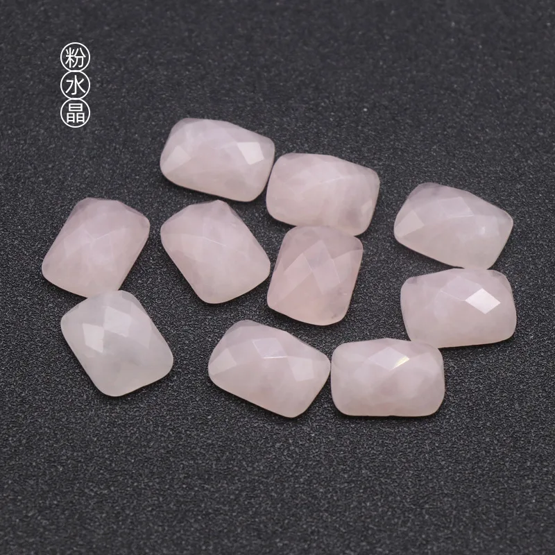 5pcs/bag natural stone square convex round cut flat beads 20 colors ring surface DIY handmade material accessories size 12*16mm