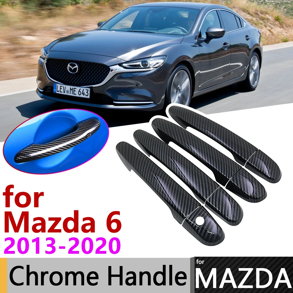 

Black Carbon Fiber Door Handle Cover for Mazda 6 Atenza GJ GL 2013~2020 2017 2018 2019 Car Accessories Stickers Trim Set Chrome