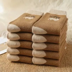 Men's and women's winter thickened warm Terry warm camel socks northern camel warm socks