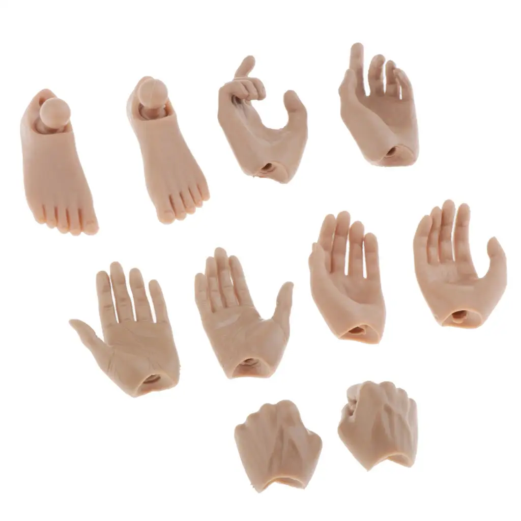 5 Pairs of Male Action Figures in 1/6 Scale Hand Foot Models Interchangeable