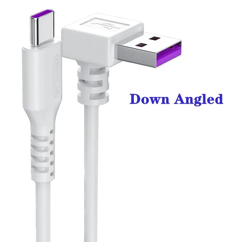 5A USB Typ C Kabel Schnelle Lade Draht Datum Kabel 90 Grad Up Down Links Rechts Abgewinkelt Weiß Kabel für Handy Tablet