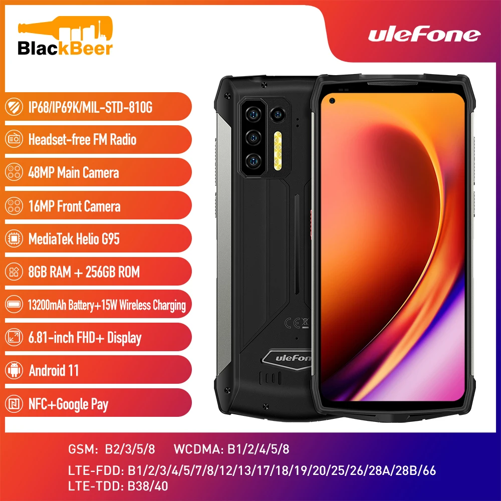 Ulefone-teléfono inteligente power armor 13, móvil resistente, Original, Android 11, 8G, 13200G, IP68, a la venta, versión Global, 256 mAh